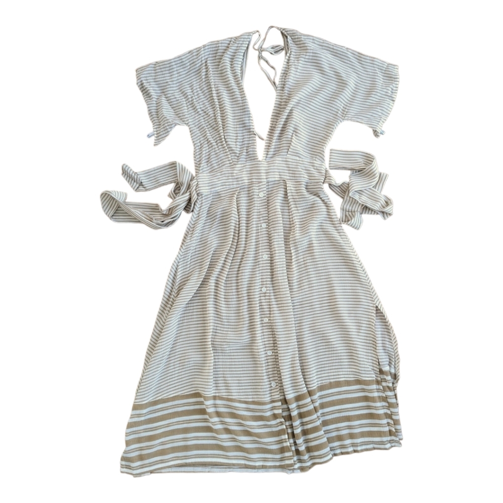 Faithfull the Brand Mustang Midi Dress in Camp Cove Stripe - US 4 - Picture 8 of 13